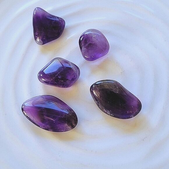 Lot of 5 | Tumbled amethyst stones - Picture 1 of 4